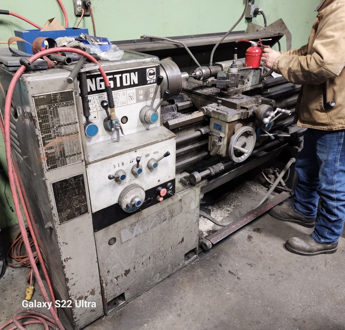 Lathe machining a part